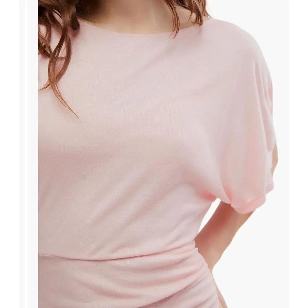 Free People Homebody T-Shirt Bodysuit in pink salt size S NWT